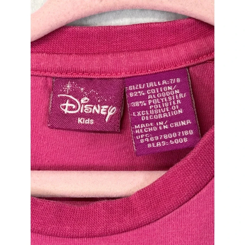 Kids Disney Minnie Mouse Pink Sequin Bow Face Short‎ Sleeve T-Shirt Size 7/8